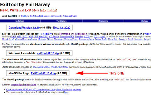 download the new version for mac ExifTool 12.70