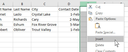Easily Insert a column in Excel